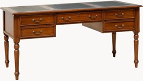 Scrivania in legno di mogano fatta a mano con piano in pelle Victoria