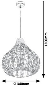 Rabalux 7604 - Lampadario a sospensione con filo ZAHARA 1xE27/40W/230V