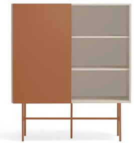 Cassettiera alta con ante scorrevoli in mattone/beige 120x140 cm Nube - Teulat