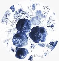 KEK Amsterdam Carta da parati panoramica Royal Blue Flowers 1 Circle - M - 1.9m