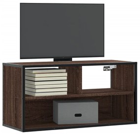 Mobile Tv Rovere Marrone 80x31x39,5cm Legno Multistrato Metallo /