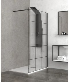 Kamalu - Parete doccia walk in 120 cm colore nero NICO-W1000