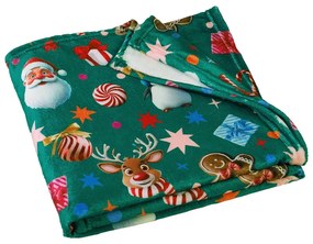 Coperta verde in micropile a tema natalizio 130x170 cm Christmas Icons – Catherine Lansfield