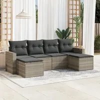 Set Divano da Giardino 6pz con Cuscini Grigio Chiaro Polyrattan 3219312