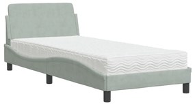 Letto con materasso grigio chiaro 80x200 cm in velluto