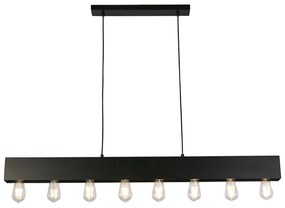 Lampadario Industrial-Nordico Pianoforte Acciaio Nero 8 Luci E27