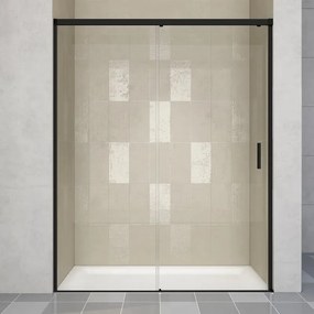 Porta doccia scorrevole Jazz L 140 x H 200cm, Sp. 6 mm in vetro vetro senza finitura / trasparente profilo nero