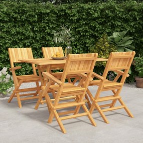 Set Da Pranzo Per Giardino 5 Pz İn Legno Massello Di Teak /