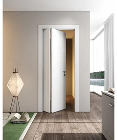 Porta pieghevole a libro asimmetrica Incanto V bianco latte L 80 x H 210 cm sinistra