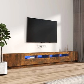 Set Mobili TV 3pz con Luci LED Rovere Fumo in Legno Multistrato