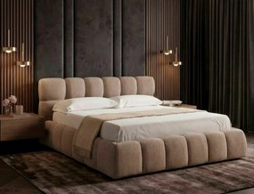 Letto contenitore Parma in tessuto strutturato Raven beige scuro – 160x200 cm
