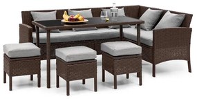 blumfeldt Titania Dining Lounge Set Mobili da Giardino marrone/grigio chiaro