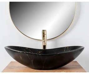 REA-U7478 - Lavabo da appoggio ROYAL 36x62 cm in ceramica/nero/finitura effetto marmo