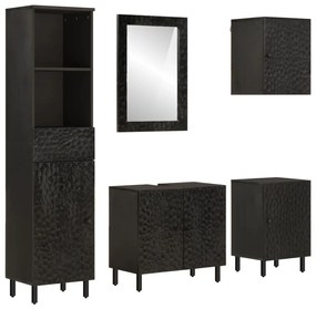 Set Mobili Da Bagno 5 Pz İn Legno Massello Di Mango /