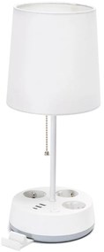 Aigostar - Lampada da tavolo con prese di corrente e porte USB 1xE27/60W/230V bianca