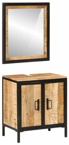 Set mobili da bagno 2pz in ferro e legno massello di mango