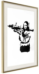 Poster  Banksy: Mona Lisa with Bazooka II  Cornice Quadri Cornice d'oro con passe-partout, Larghezza x Altezza Home decor 20x30