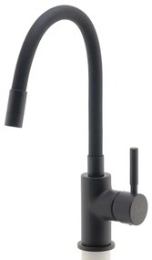 FERRO - Rubinetto per lavello con braccio flessible opaco nero