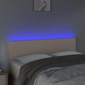 Testiera cappuccino a led 144x5x78/88 cm in similpelle