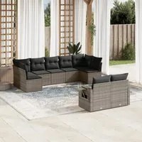 Set Divano da Giardino 9 pz con Cuscini Grigio in Polyrattan 3252957