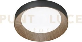 Plafoniera led arka nera e legno 23w 3300lm cct 3000-4000-6500k 40x...