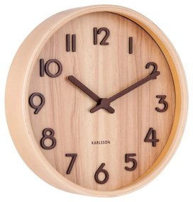 Orologio da parete marrone chiaro in legno di tiglio Piccolo, ø 22 cm Pure - Karlsson