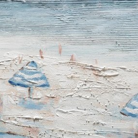 Dipinto su tela Ombrelloni, azzurro, bianco 150 x 65 cm