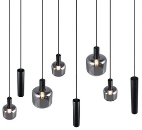 Lampadario nero con paralume in metallo-vetro Mataro - Trio