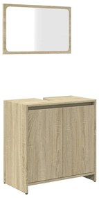 Set mobili da bagno 2 pz rovere sonoma in legno multistrato