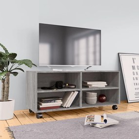 Mobile Tv Con Ruote Grigio Sonoma 90x35x35cm Legno Multistrato /