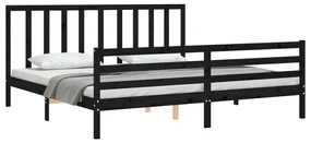 Giroletto con testiera nero 200x200 cm in legno massello
