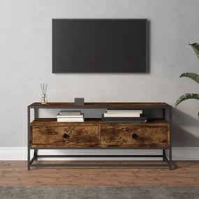 Mobile Porta Tv Rovere Fumo 100x35x45 Cm İn Legno Multistrato /