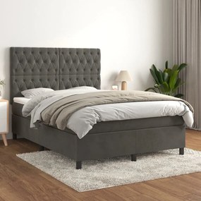 Giroletto A Molle Con Materasso Grigio Scuro 140x200 Cm Velluto /