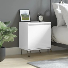 Comodino Bianco Lucido 40x30x50 Cm İn Legno Multistrato /