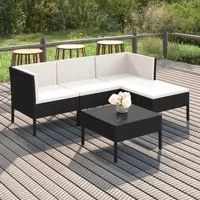 Set Divani da Giardino 5 pz con Cuscini in Polyrattan Nero 3094376