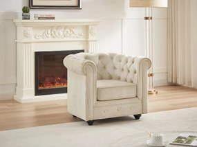 Poltrona in Velluto Beige - CHESTERFIELD
