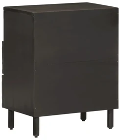 Comodino nero 50x33x60 cm in legno massello di mango