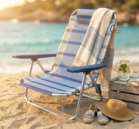 spiaggina mare prendisole in alluminio con braccioli cm 65 x 67 x 83 h