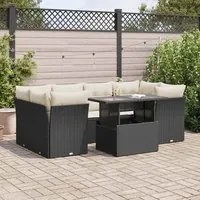 Set Divani da Giardino con Cuscini 7pz Nero Polyrattan 3326107