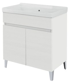 Lavatoio a Terra 80x46,8 Due Ante Con Vasca Feridras "Alba" Bianco Frassinato