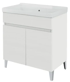 Lavatoio a Terra 80x46,8 Due Ante Con Vasca Feridras "Alba" Bianco Frassinato