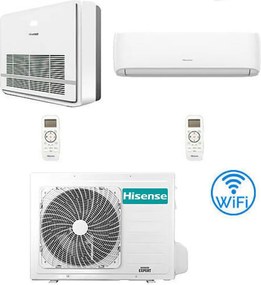 Climatizzatore Condizionatore Hisense R32 Dual Split Inverter Hi Comfort Wifi più Console 12000 + 12000 btu con u.e. 2AMW52U4RXC Classe a++/a+