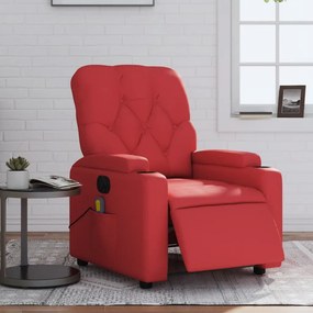 Poltrona Massaggio Elettrica Reclinabile Rosso Similpelle /