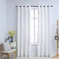 Tende Oscuranti con Anelli in Metallo 2 pz Avorio 140x175cm cod mxl 67416