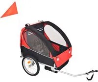 Rimorchio da Bici per Bambini Rosso e Nero 30 kg