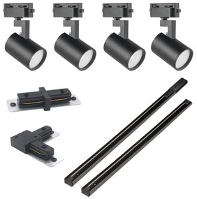 Faretto per sistema a binario LYNX 4xGU10/10W/230V nero