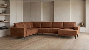 Divano angolare in similpelle marrone cognac (angolo destro/sagomato) Copenhagen - Scandic
