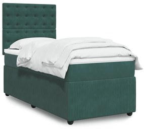 Giroletto A Molle Con Materasso Verde Scuro 100x200 Cm Velluto /