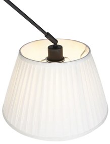 Lampada a sospensione nera con paralume plissettato 35 cm crema - Blitz