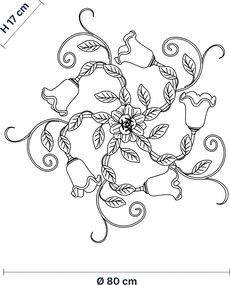 Plafoniera Arte Povera Cesto Metallo Bianco E Oro 5 Luci E14